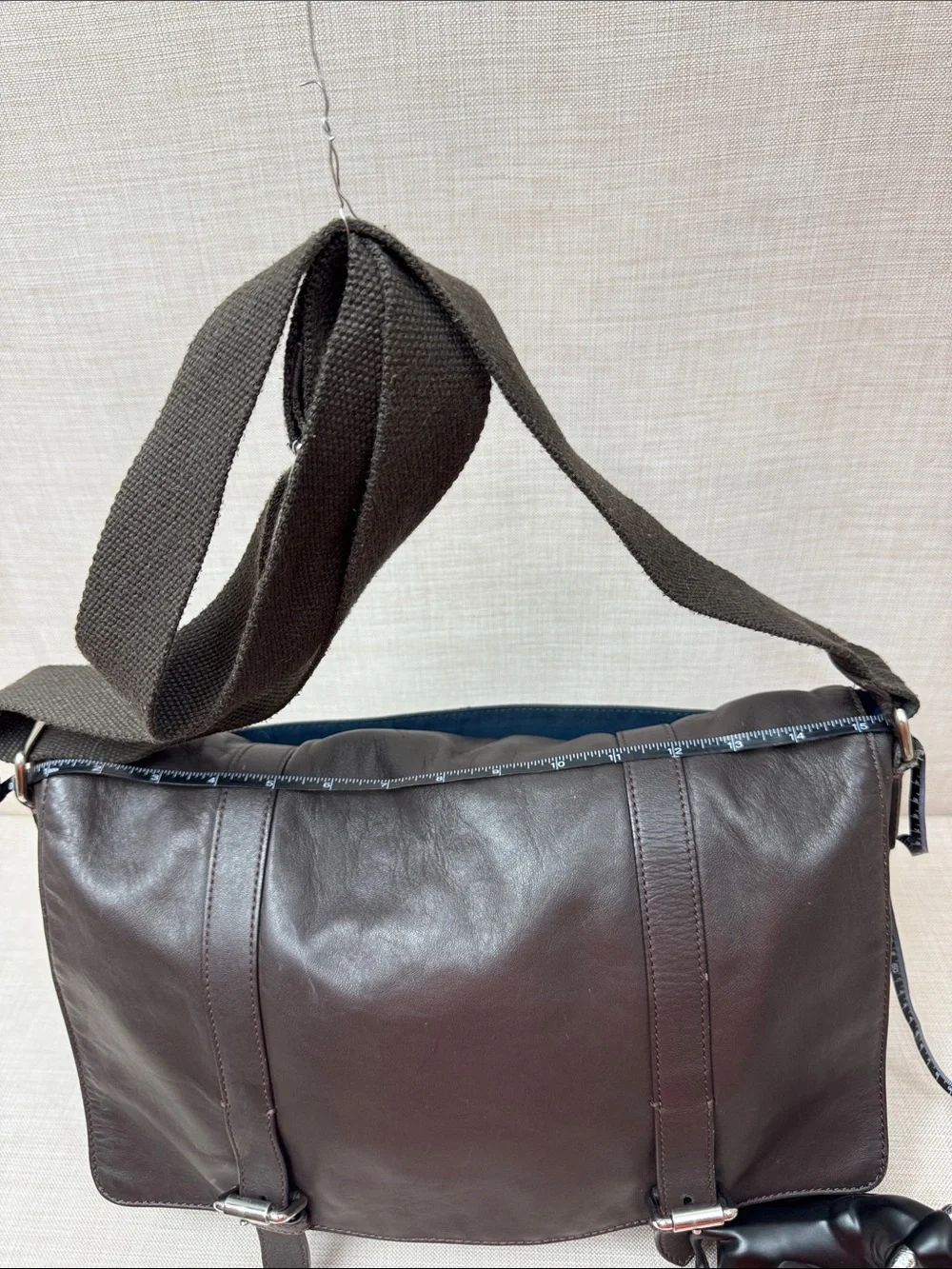 Cole Haan Dark Brown Leather Messenger Bag with Adjustable Strap